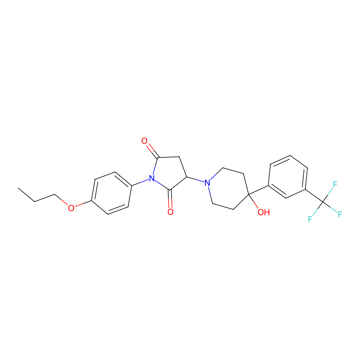 3-[4-Hydroxy-4-[3-(trifluoromethyl)phenyl]piperidin-1-yl]-1-(4-propoxyphenyl)pyrrolidine-2,5-dione molecular structure, CAS 309731-41-7