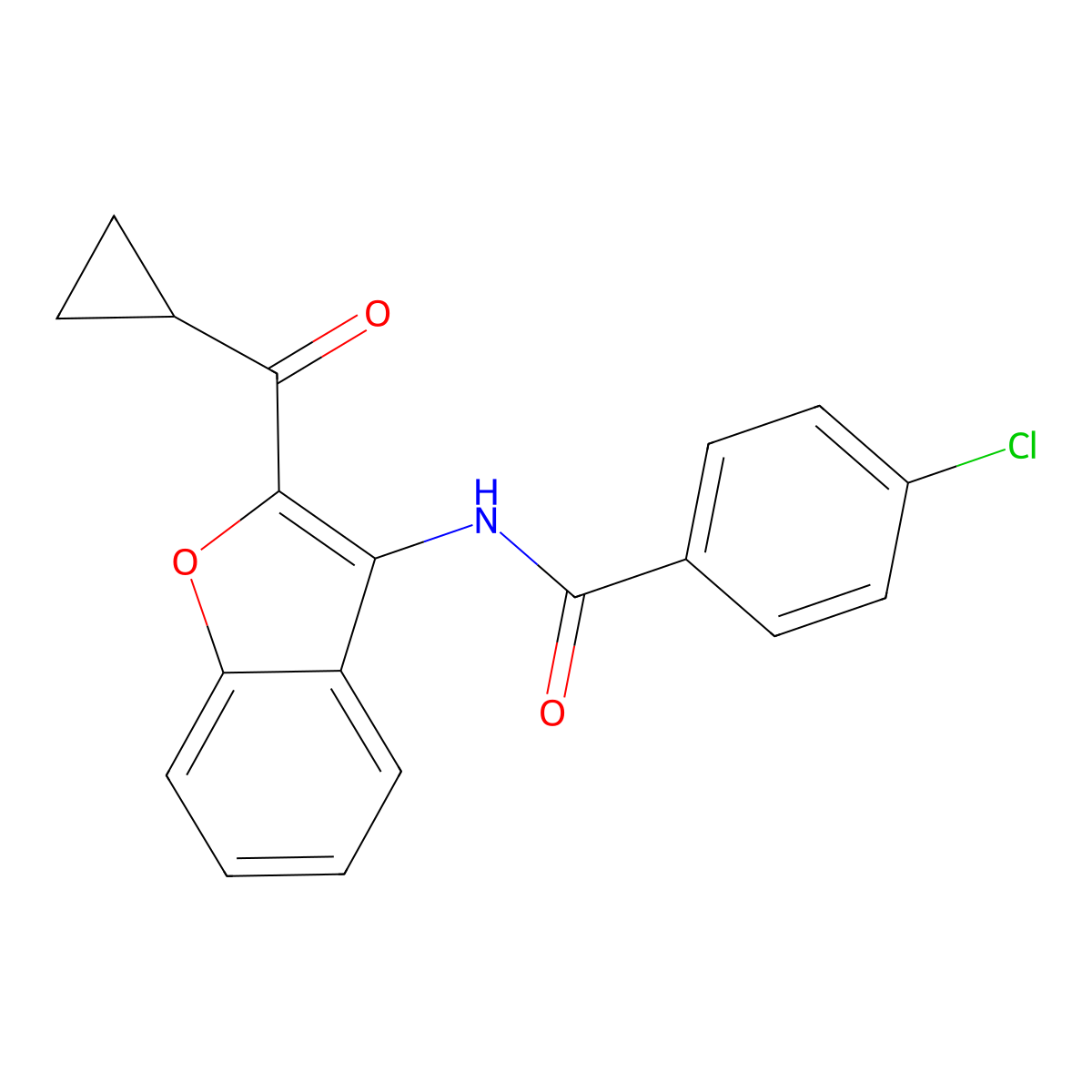 4-chloro-N-[2-(cyclopropylcarbonyl)-1-benzofuran-3-yl]benzamide molecular structure, CAS 309731-43-9