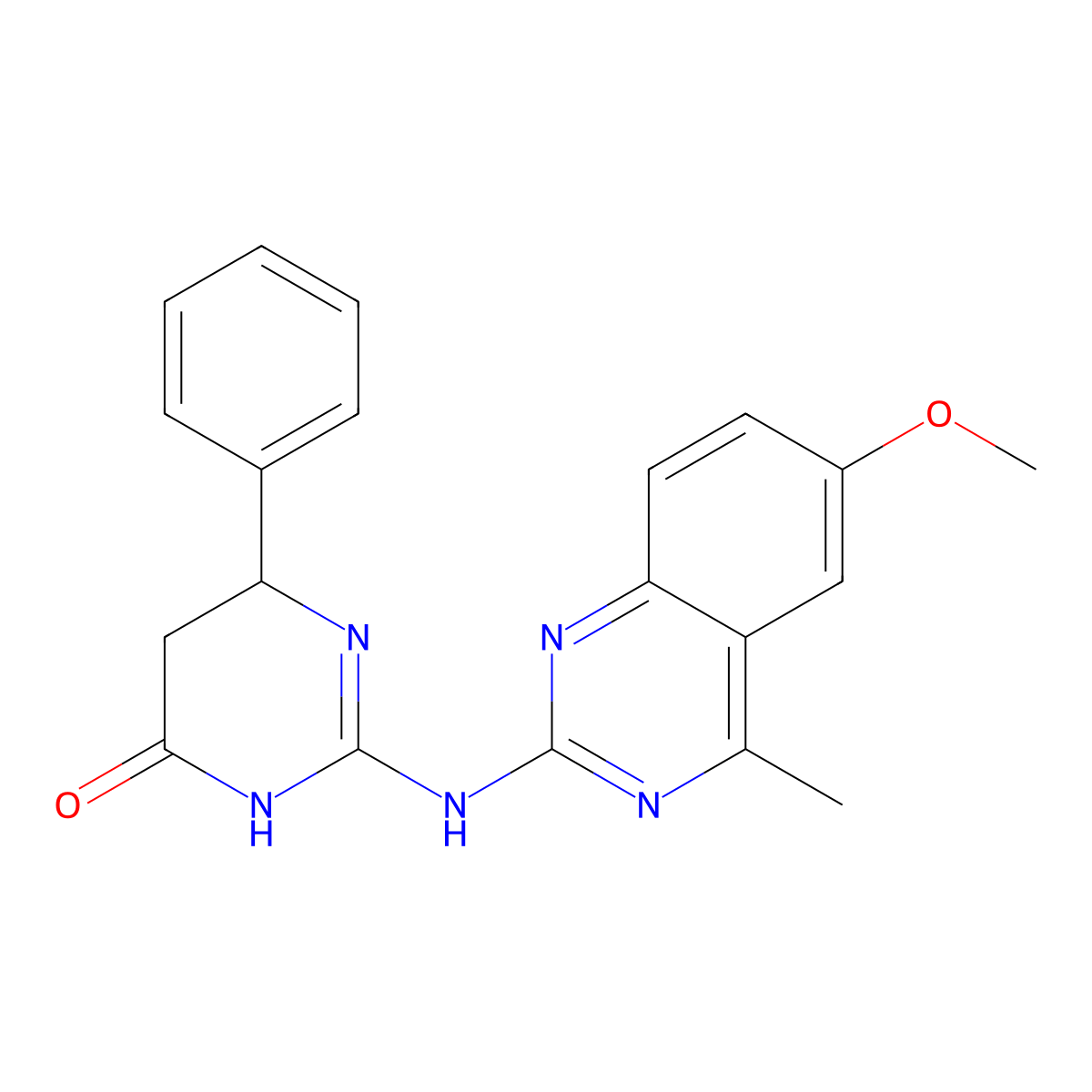 2-[(6-methoxy-4-methylquinazolin-2-yl)amino]-6-phenyl-5,6-dihydropyrimidin-4(3H)-one molecular structure, CAS 309731-47-3