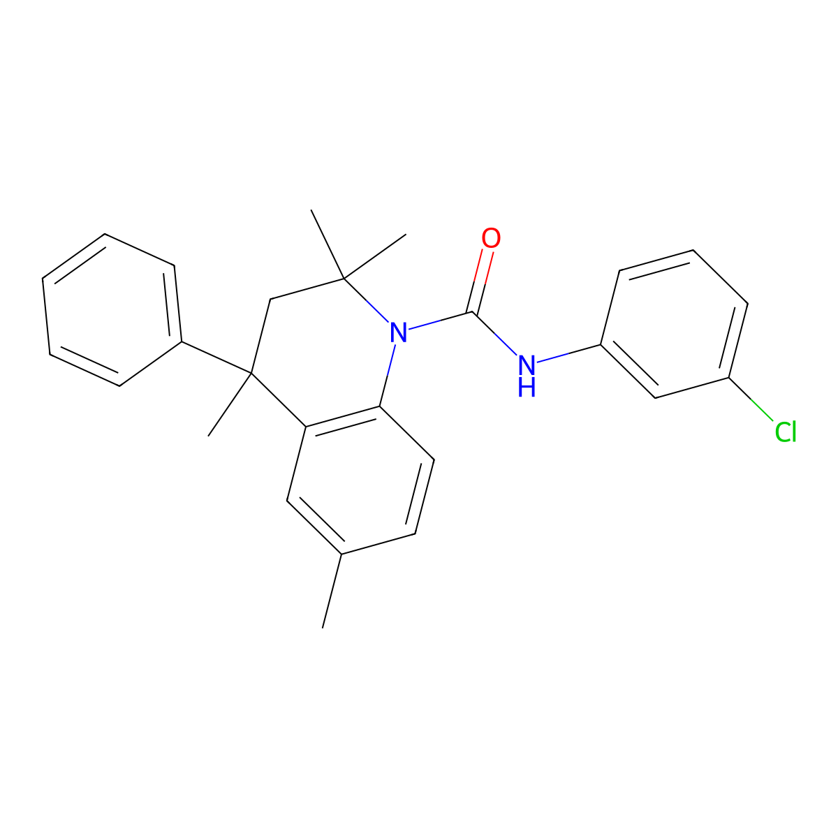 N-(3-chlorophenyl)-2,2,4,6-tetramethyl-4-phenyl-3,4-dihydroquinoline-1(2H)-carboxamide molecular structure, CAS 309731-55-3