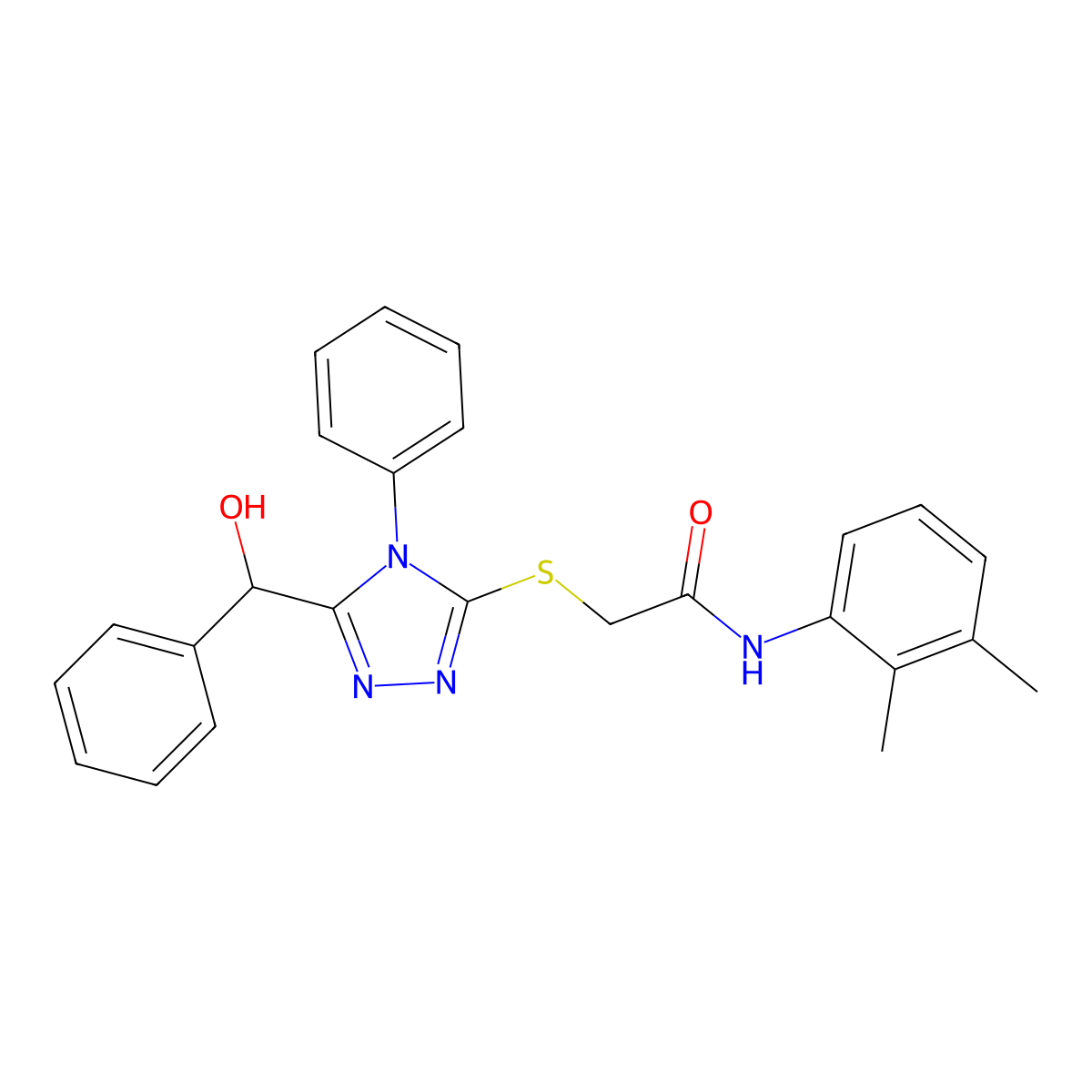 N-(2,3-dimethylphenyl)-2-[[5-[hydroxy(phenyl)methyl]-4-phenyl-1,2,4-triazol-3-yl]sulfanyl]acetamide molecular structure, CAS 309731-81-5