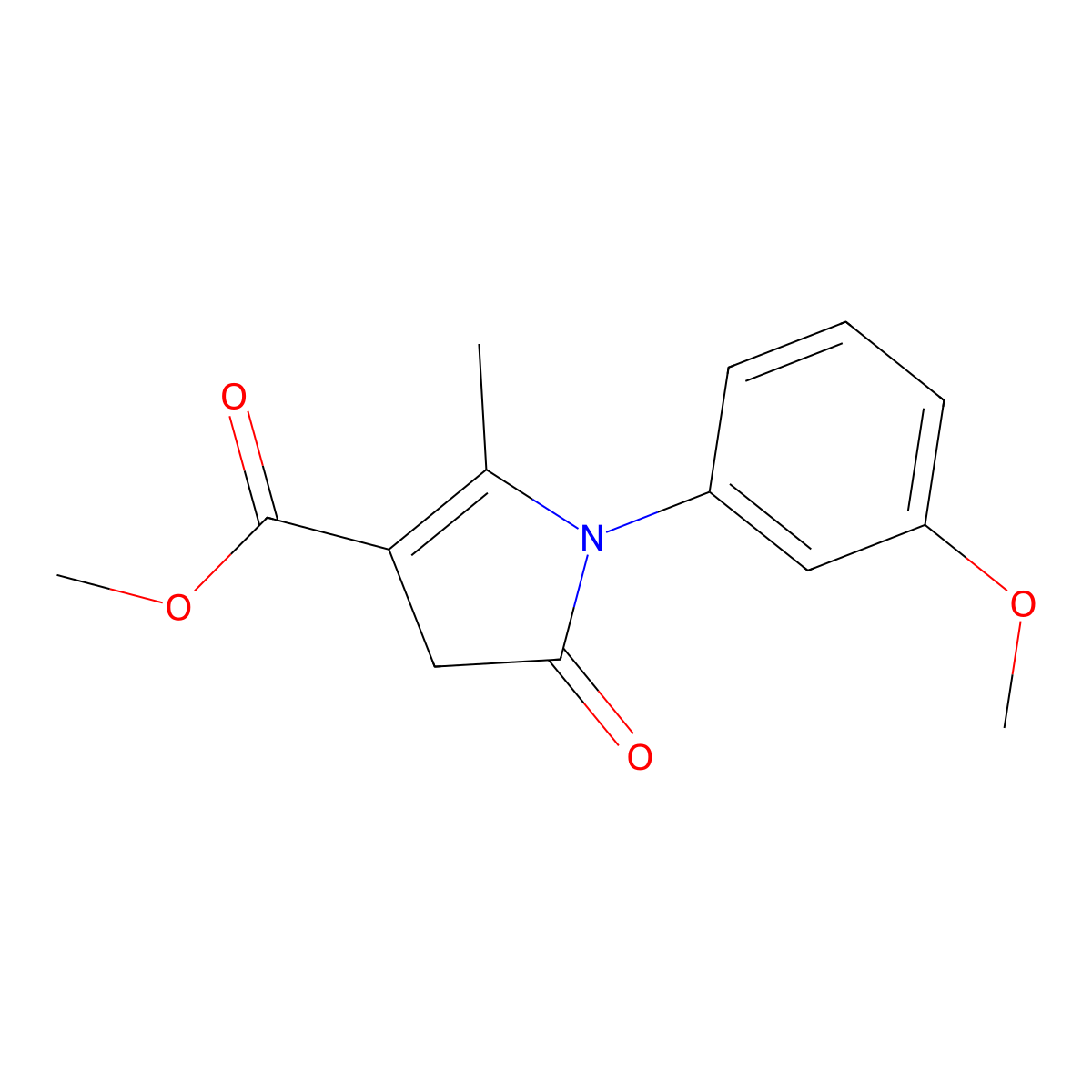 methyl 1-(3-methoxyphenyl)-2-methyl-5-oxo-4,5-dihydro-1H-pyrrole-3-carboxylate molecular structure, CAS 309732-55-6