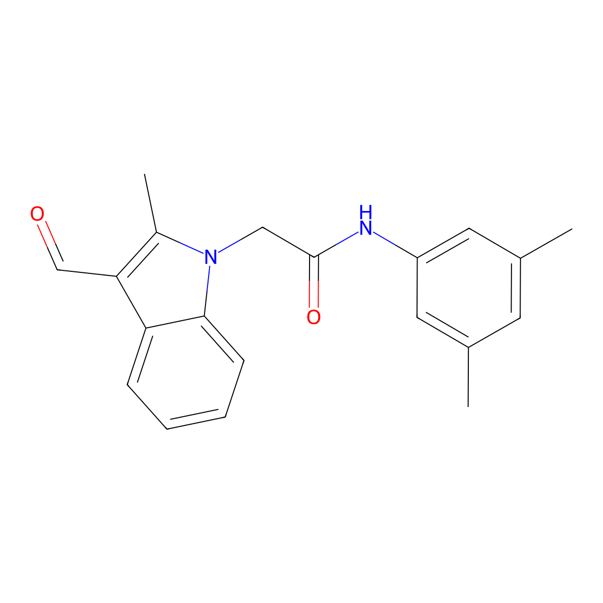 N-(3,5-Dimethylphenyl)-3-formyl-2-methyl-1H-indole-1-acetamide molecular structure, CAS 309732-87-4