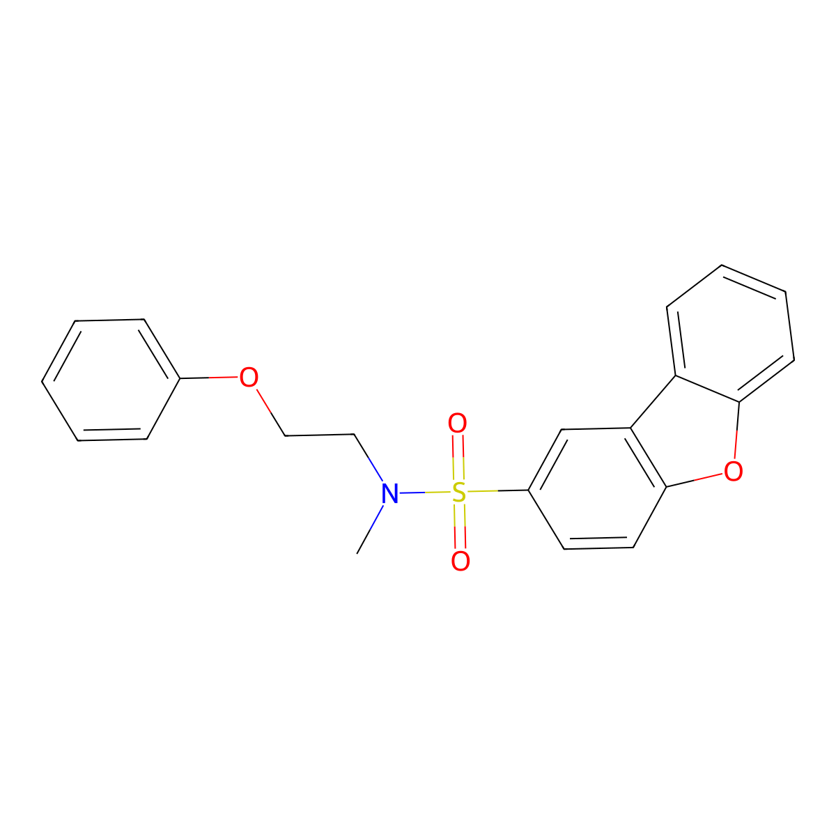 N-methyl-N-(2-phenoxyethyl)dibenzofuran-2-sulfonamide molecular structure, CAS 309733-00-4