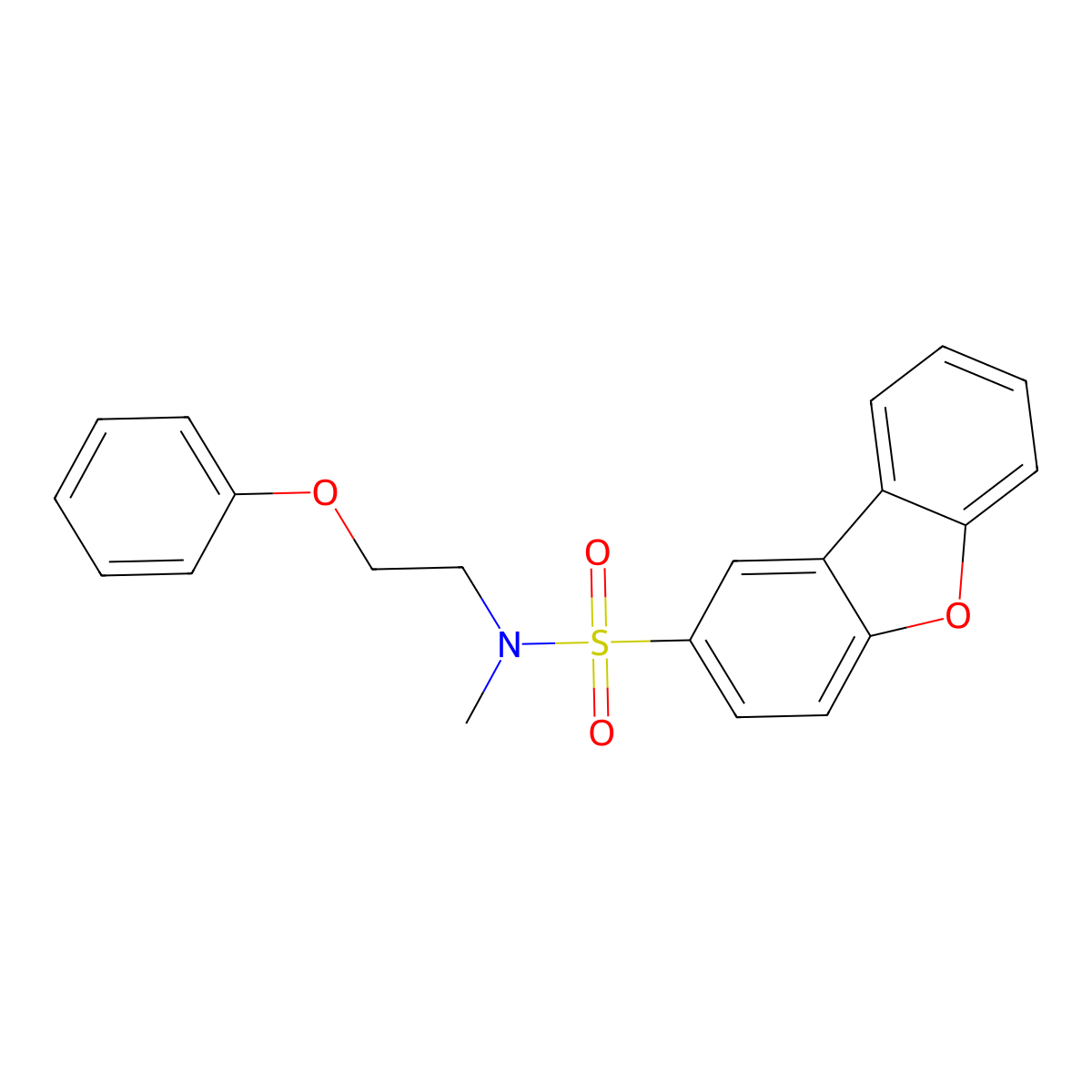 N-methyl-N-(2-phenoxyethyl)dibenzofuran-2-sulfonamide molecular structure, CAS 309733-00-4