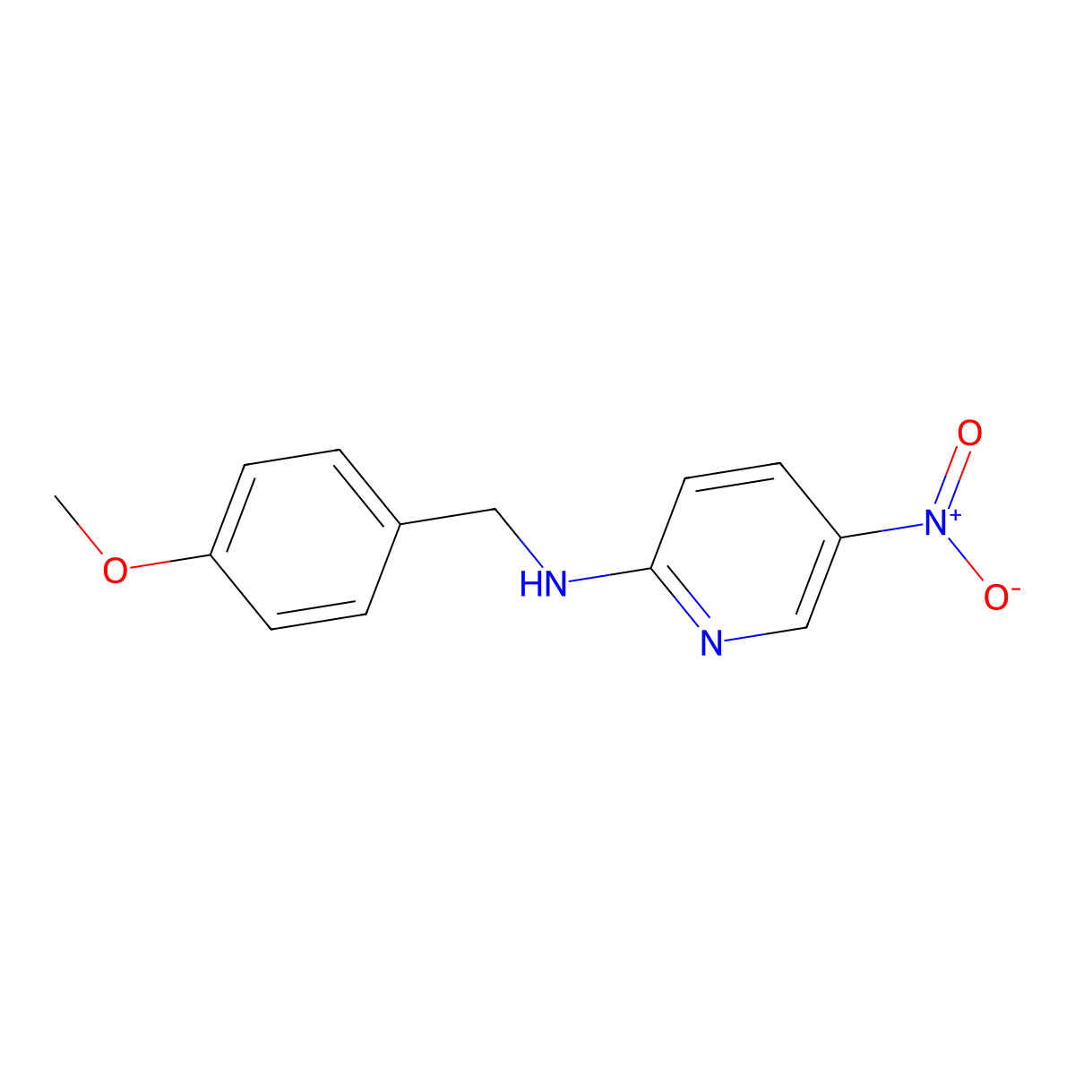N-[(4-methoxyphenyl)methyl]-5-nitropyridin-2-amine molecular structure, CAS 309733-10-6