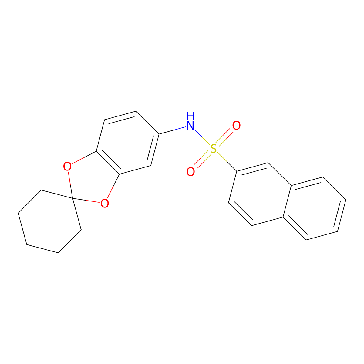 N-spiro[1,3-Benzodioxole-2,1'-cyclohexan]-5-yl-2-naphthalenesulfonamide molecular structure, CAS 309733-11-7