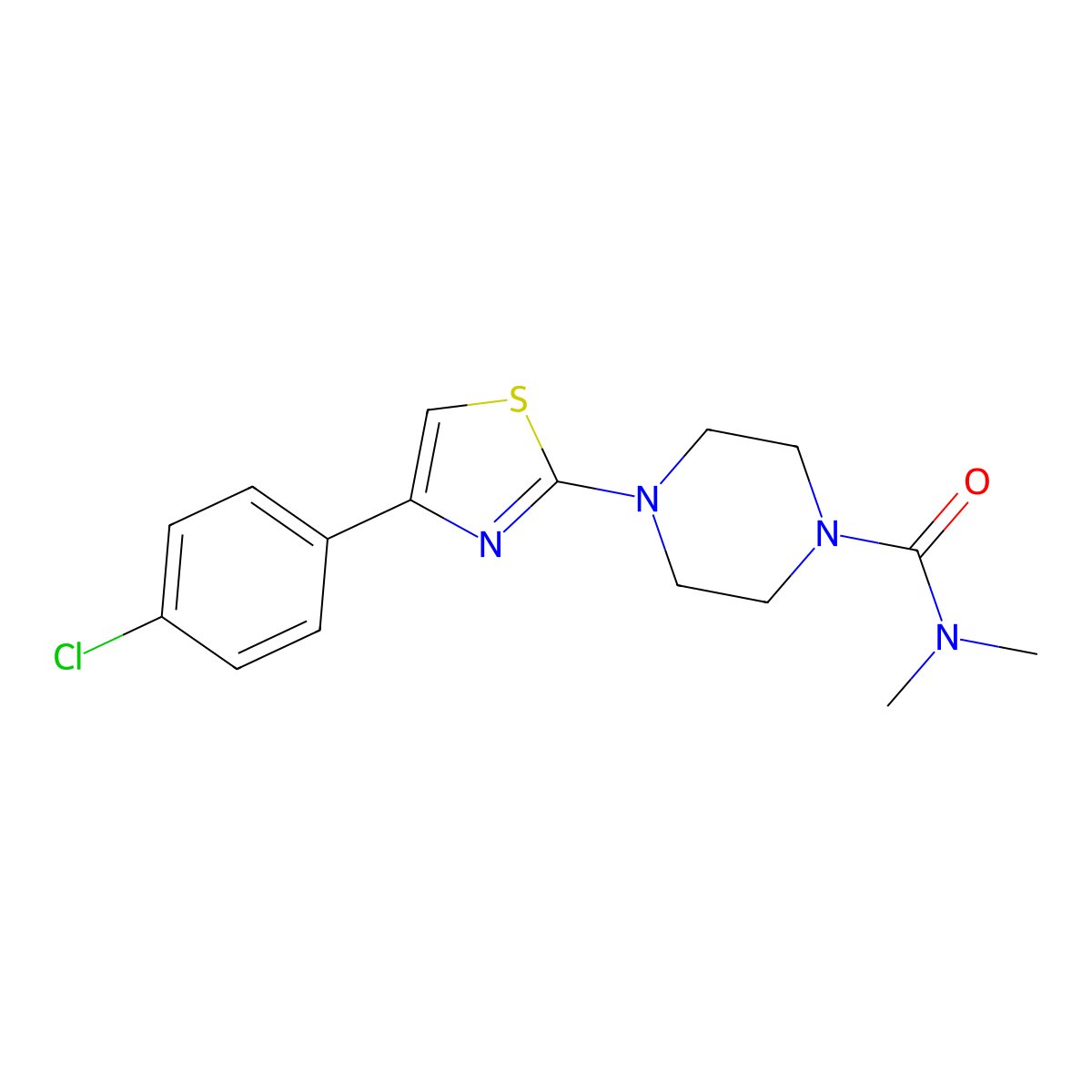 4-[4-(4-Chlorophenyl)-2-thiazolyl]-N,N-dimethyl-1-piperazinecarboxamide molecular structure, CAS 309733-26-4
