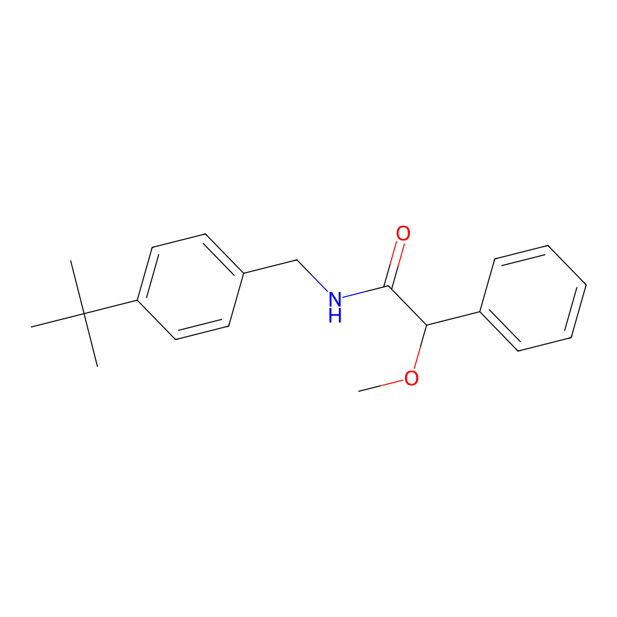 N-((4-(1,1-Dimethylethyl)phenyl)methyl)-alpha-methoxybenzeneacetamide molecular structure, CAS 309733-72-0