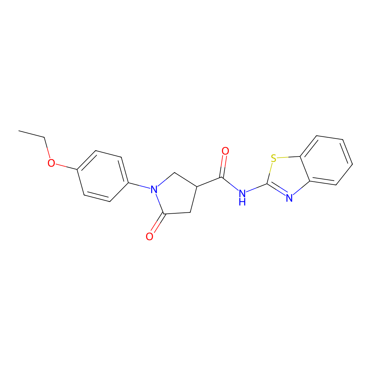 N-(1,3-benzothiazol-2-yl)-1-(4-ethoxyphenyl)-5-oxopyrrolidine-3-carboxamide molecular structure, CAS 309734-01-8