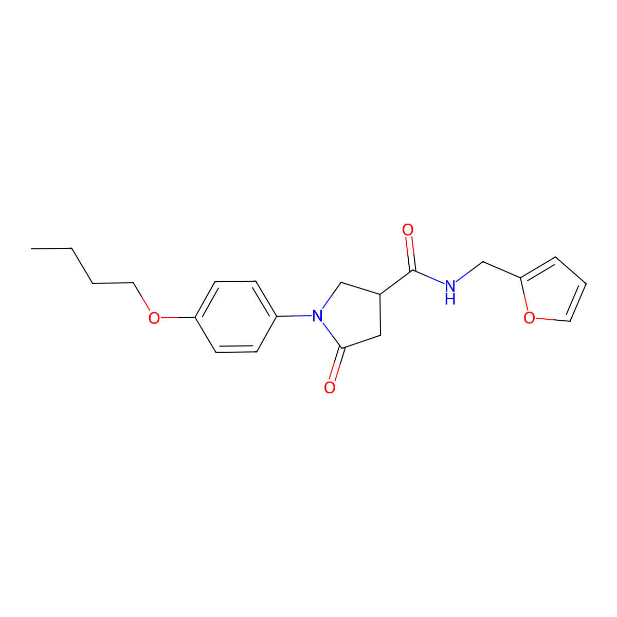 1-(4-butoxyphenyl)-N-(furan-2-ylmethyl)-5-oxopyrrolidine-3-carboxamide molecular structure, CAS 309734-02-9