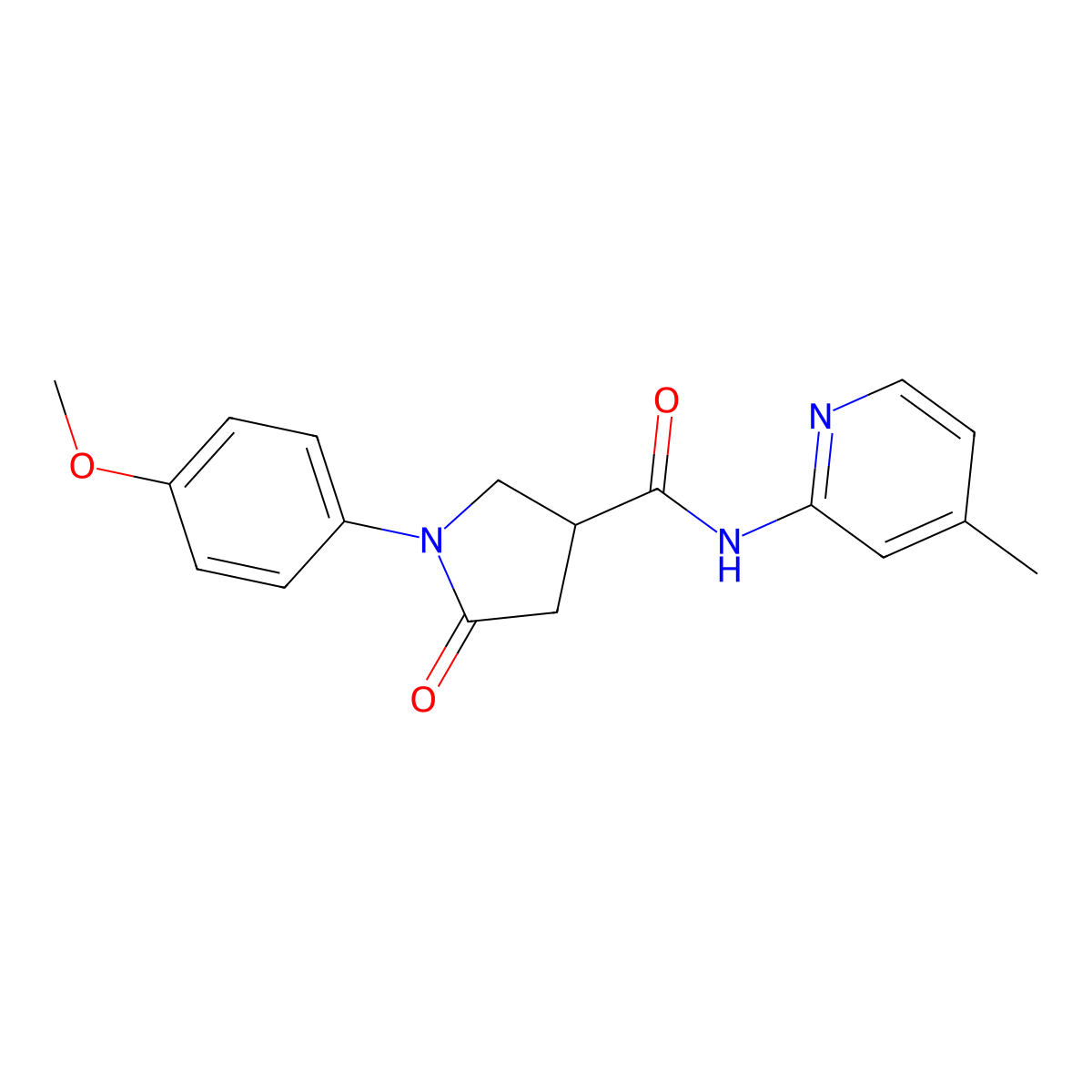 1-(4-methoxyphenyl)-N-(4-methyl-2-pyridinyl)-5-oxo-3-pyrrolidinecarboxamide molecular structure, CAS 309734-04-1