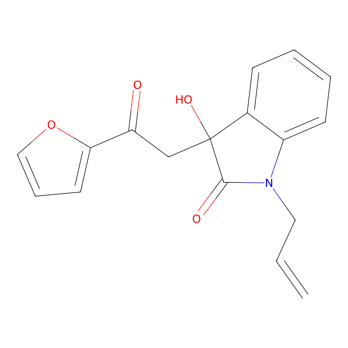 3-[2-(furan-2-yl)-2-oxoethyl]-3-hydroxy-1-(prop-2-en-1-yl)-1,3-dihydro-2H-indol-2-one molecular structure, CAS 309734-17-6