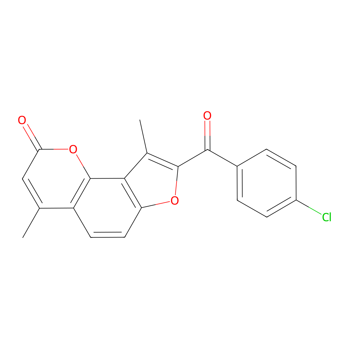 8-(4-Chlorobenzoyl)-4,9-dimethylfuro[2,3-h]chromen-2-one molecular structure, CAS 309734-29-0