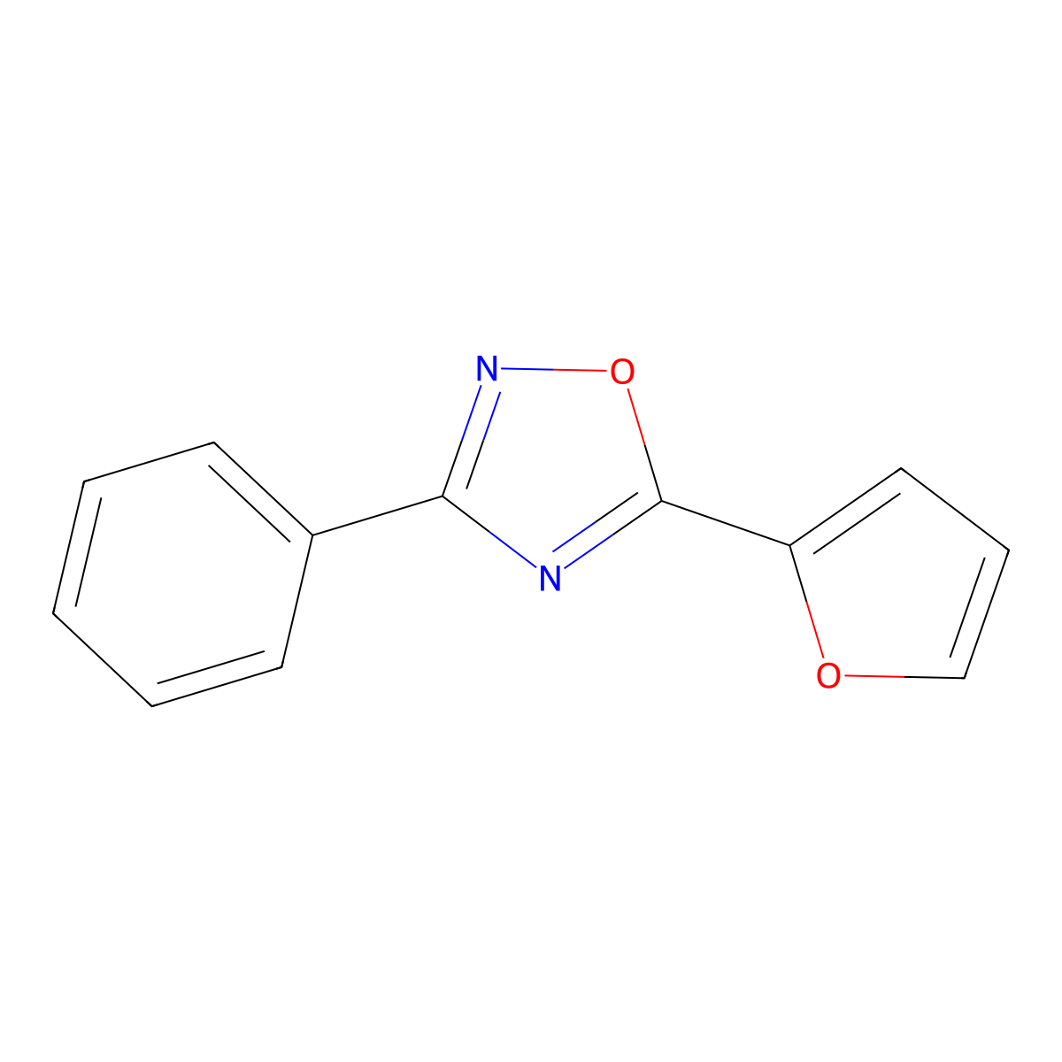 5-(Furan-2-yl)-3-phenyl-1,2,4-oxadiazole molecular structure, CAS 309734-72-3