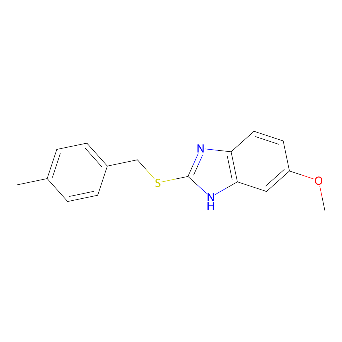 6-methoxy-2-[(4-methylphenyl)methylsulfanyl]-1H-benzimidazole molecular structure, CAS 309735-05-5