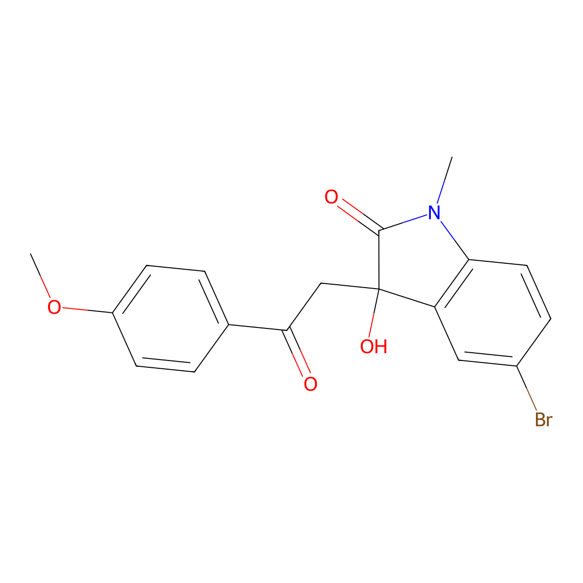 5-bromo-3-hydroxy-3-[2-(4-methoxyphenyl)-2-oxoethyl]-1-methyl-1,3-dihydro-2H-indol-2-one molecular structure, CAS 309735-07-7