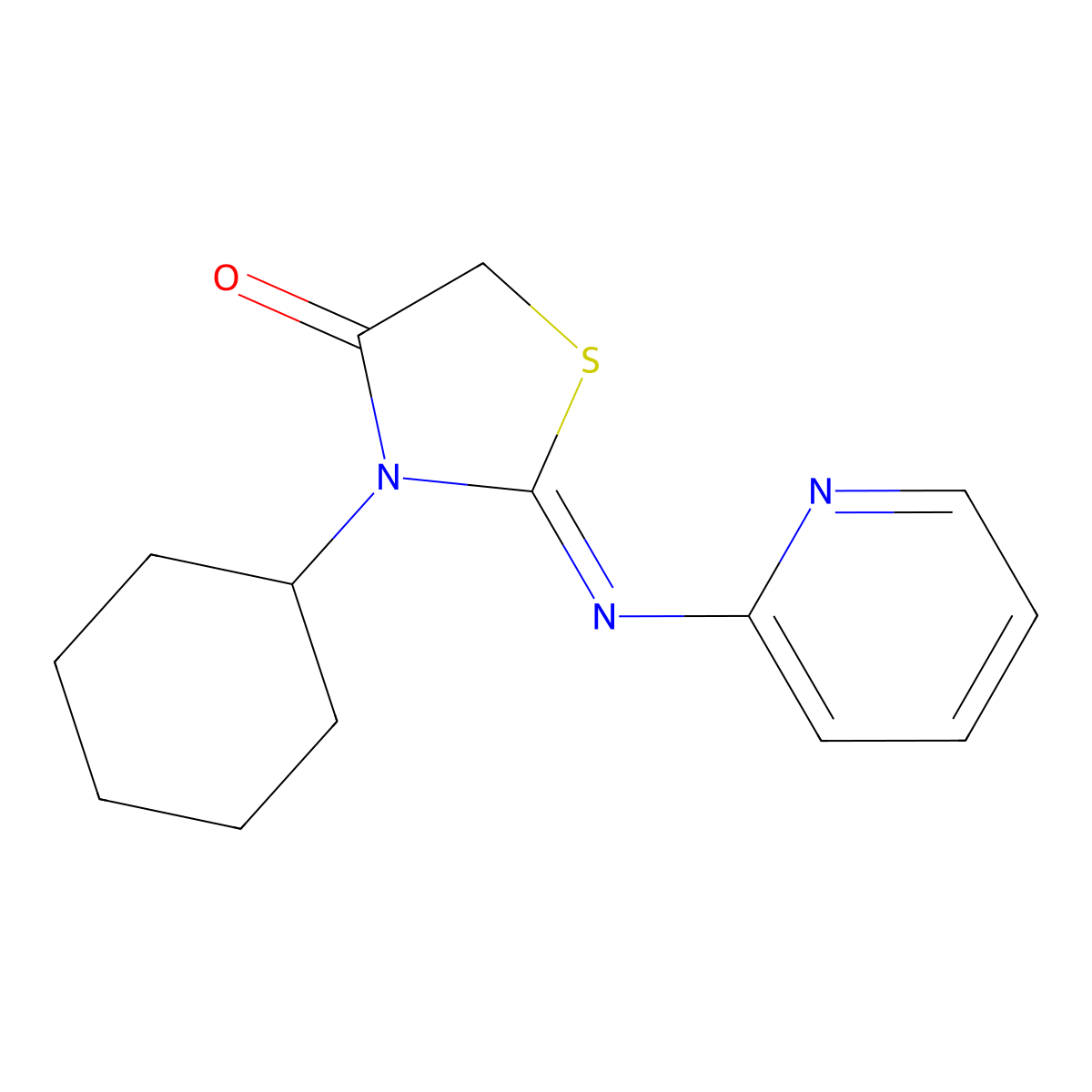 (2E)-3-cyclohexyl-2-pyridin-2-ylimino-1,3-thiazolidin-4-one molecular structure, CAS 309735-09-9