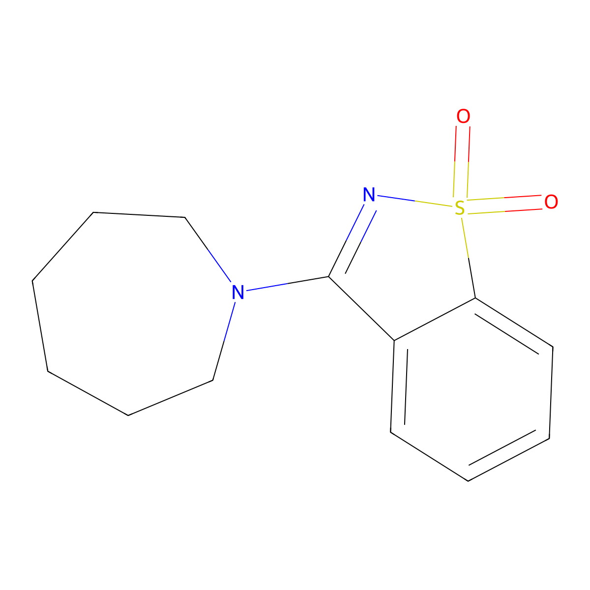 1,2-Benzisothiazole, 3-(hexahydro-1H-azepin-1-yl)-, 1,1-dioxide molecular structure, CAS 309735-29-3