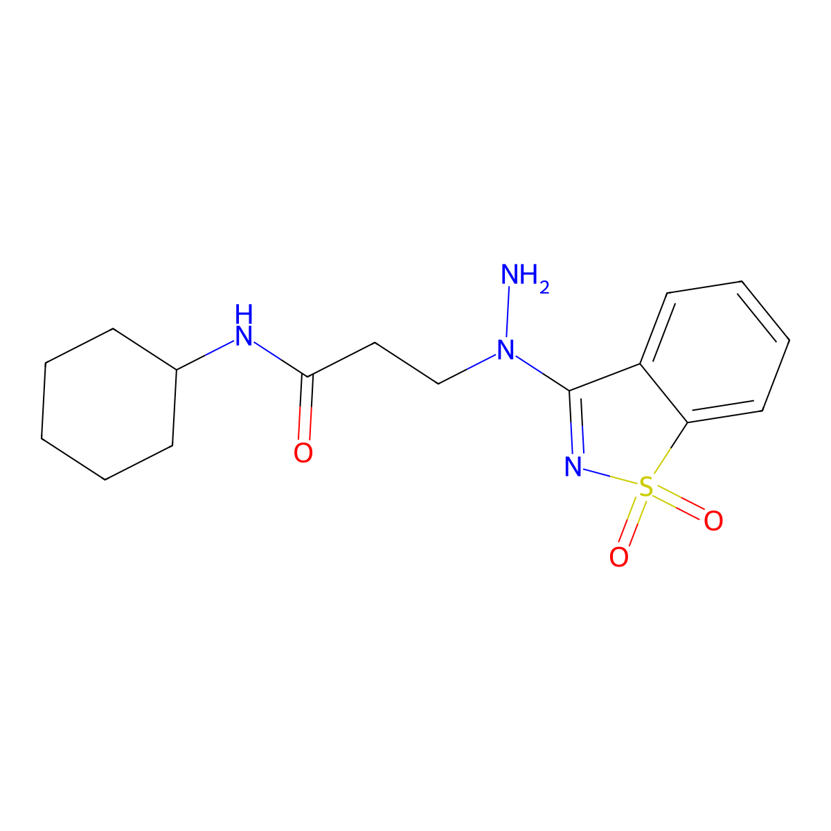 N-cyclohexyl-3-[1-(1,1-dioxido-1,2-benzisothiazol-3-yl)hydrazino]propanamide molecular structure, CAS 309735-77-1