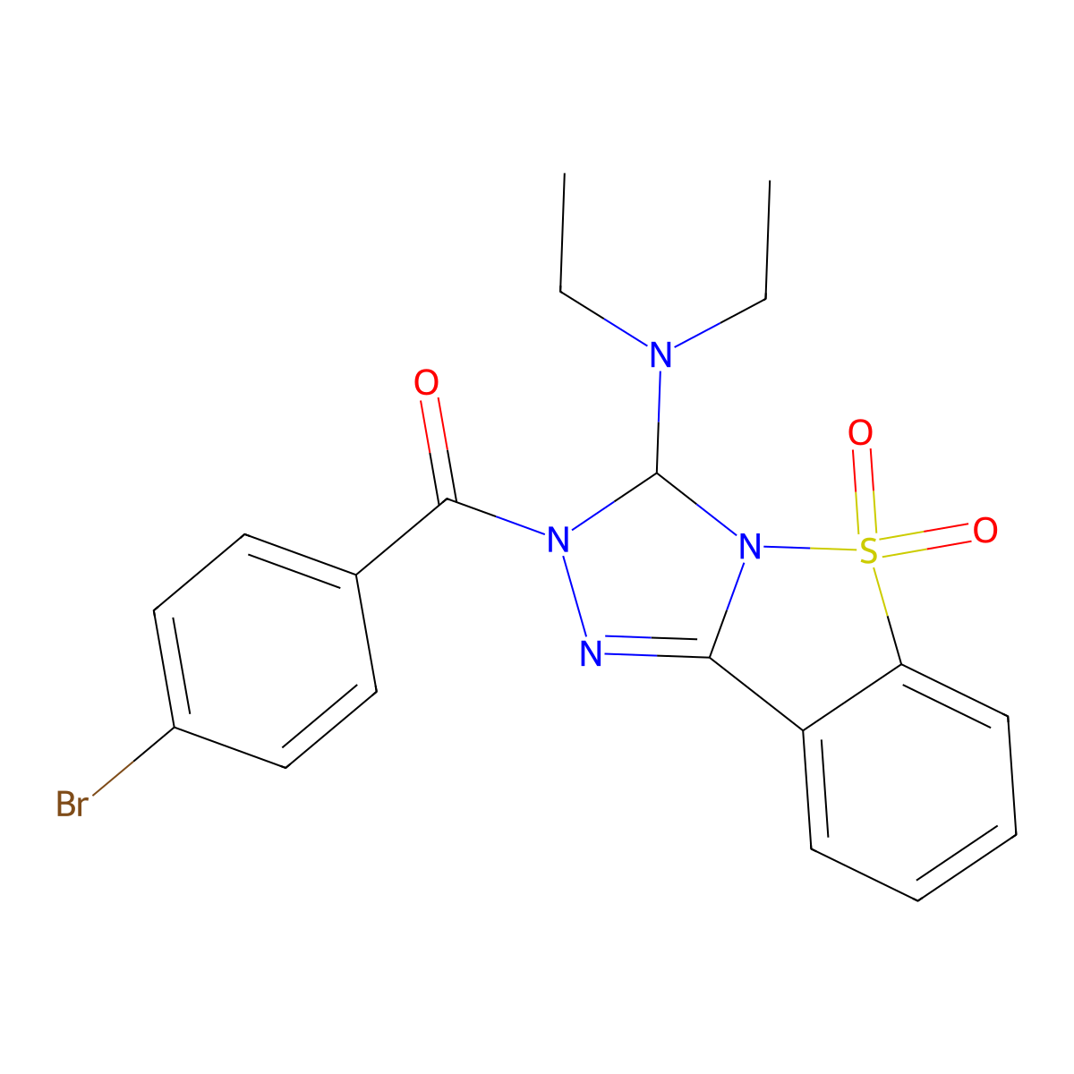 (4-Bromophenyl)(3-(diethylamino)-5,5-dioxido-1,2,4-triazolo(4,3-b)(1,2)benzisothiazol-2(3H)-yl)methanone molecular structure, CAS 309735-78-2
