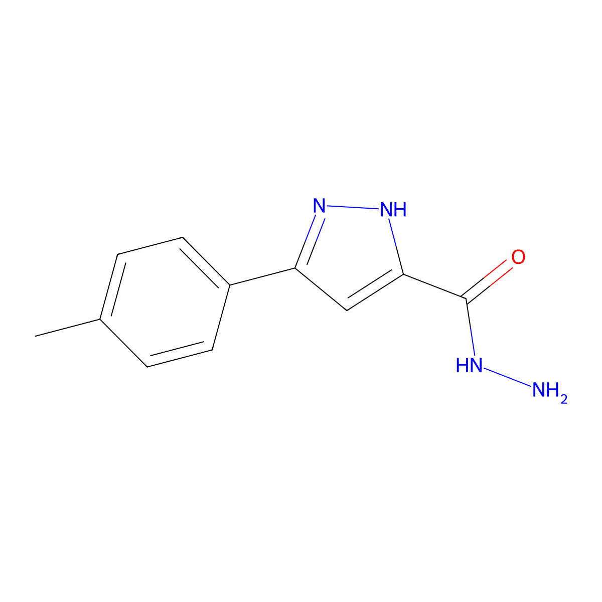 3-(4-methylphenyl)-1H-pyrazole-5-carbohydrazide molecular structure, CAS 309735-98-6