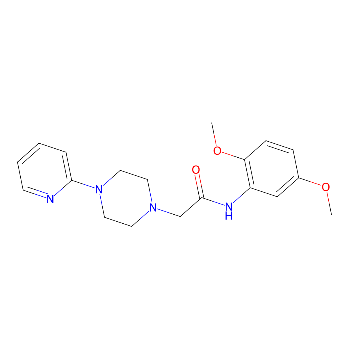 N-(2,5-Dimethoxyphenyl)-2-(4-(2-pyridyl)piperazinyl)ethanamide molecular structure, CAS 309736-08-1