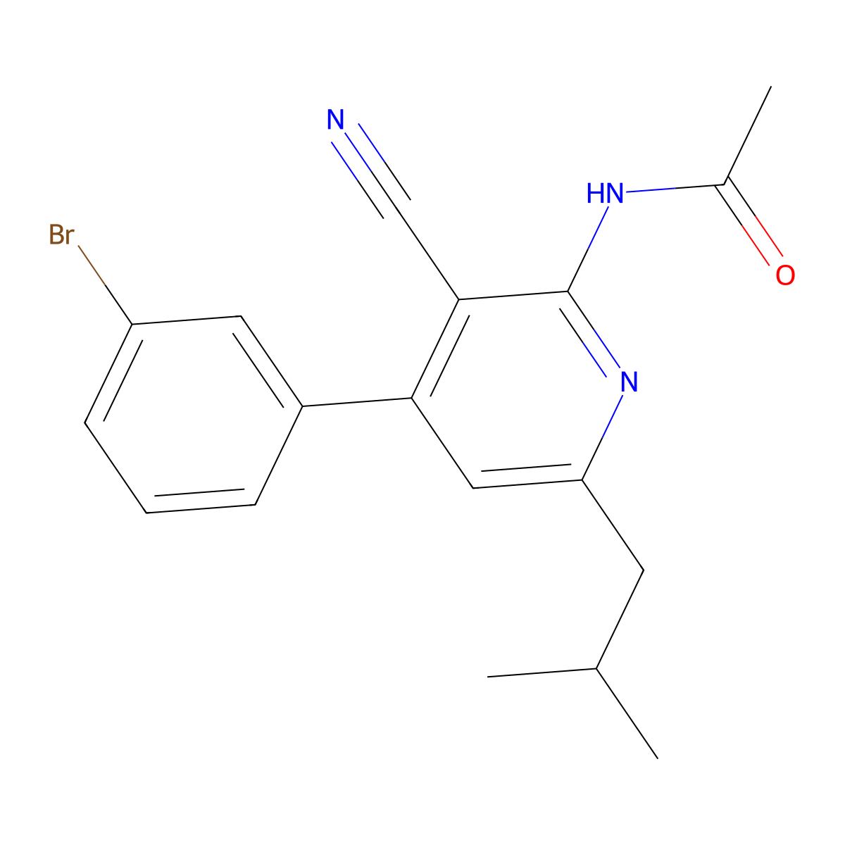 N-[4-(3-bromophenyl)-3-cyano-6-(2-methylpropyl)pyridin-2-yl]acetamide molecular structure, CAS 309736-16-1
