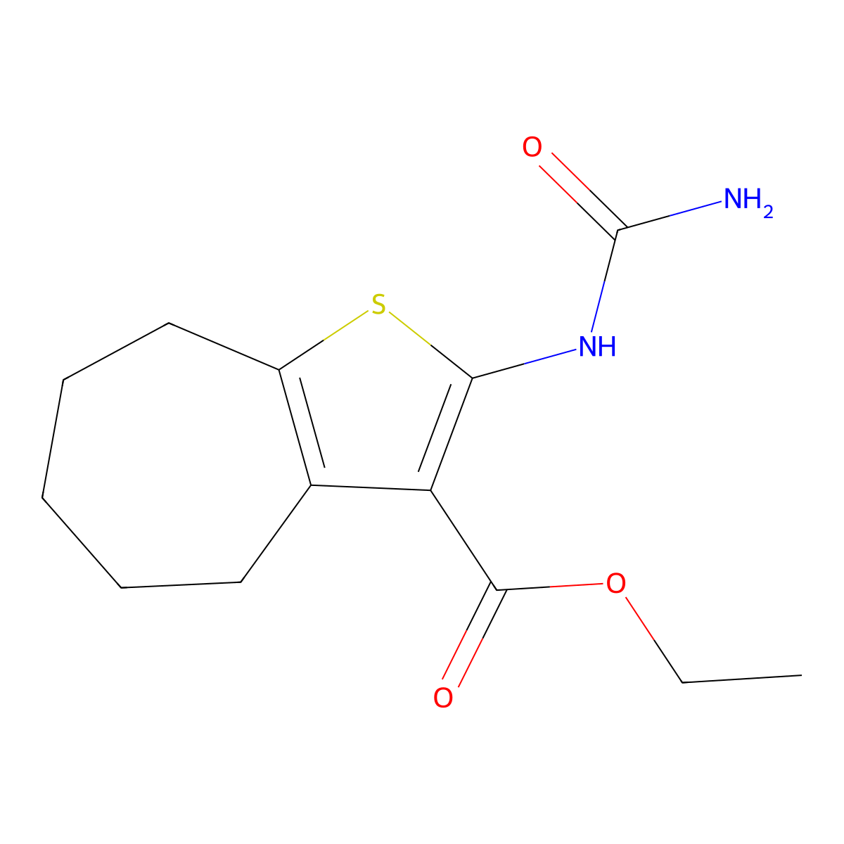 ethyl 2-(carbamoylamino)-5,6,7,8-tetrahydro-4H-cyclohepta[b]thiophene-3-carboxylate molecular structure, CAS 309736-19-4