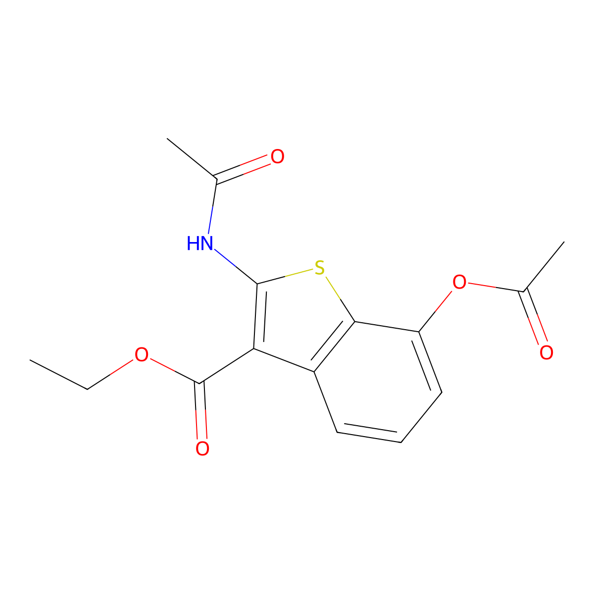 Ethyl 2-(acetylamino)-7-(acetyloxy)benzo[b]thiophene-3-carboxylate molecular structure, CAS 309736-21-8