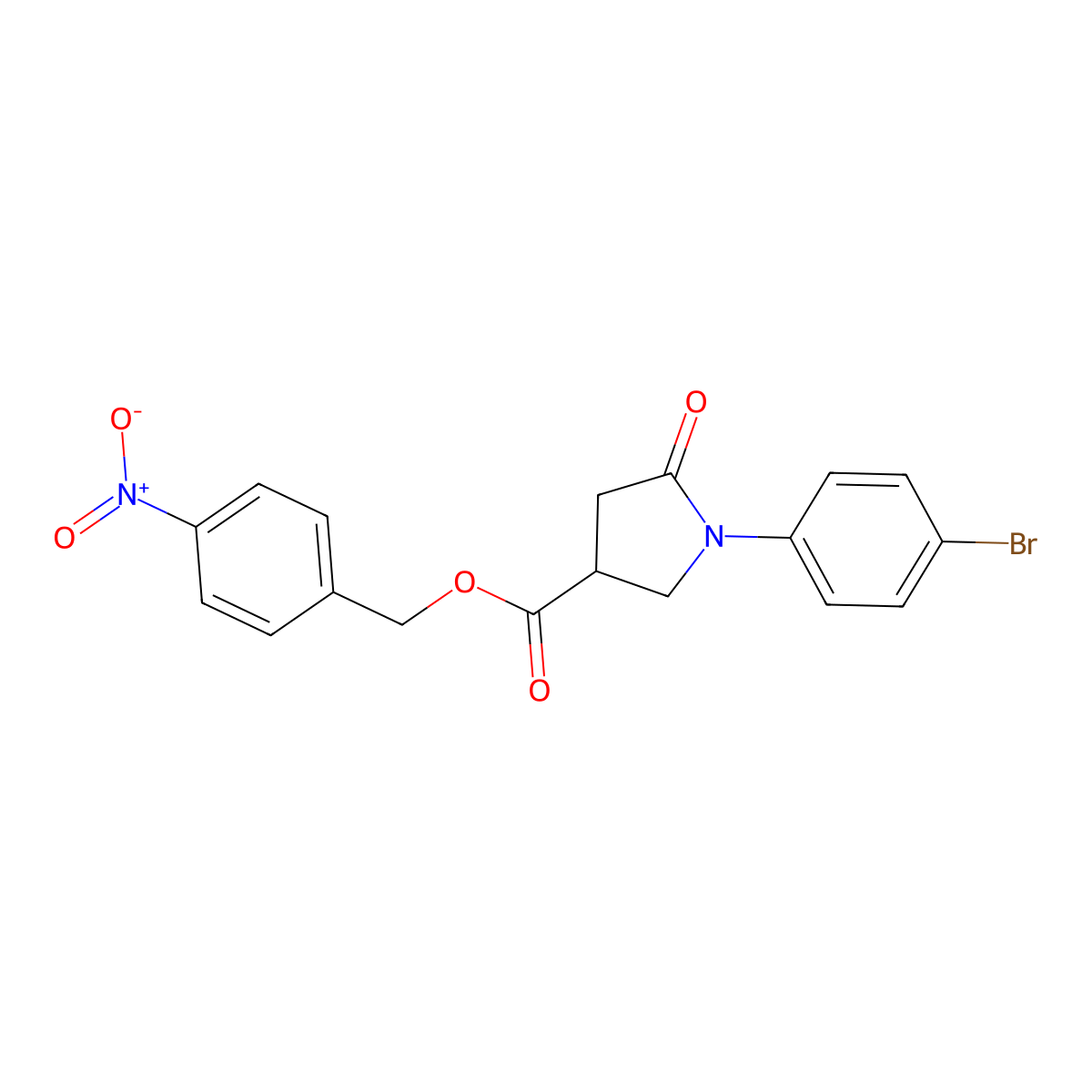 4-Nitrobenzyl 1-(4-bromophenyl)-5-oxo-3-pyrrolidinecarboxylate molecular structure, CAS 309736-47-8