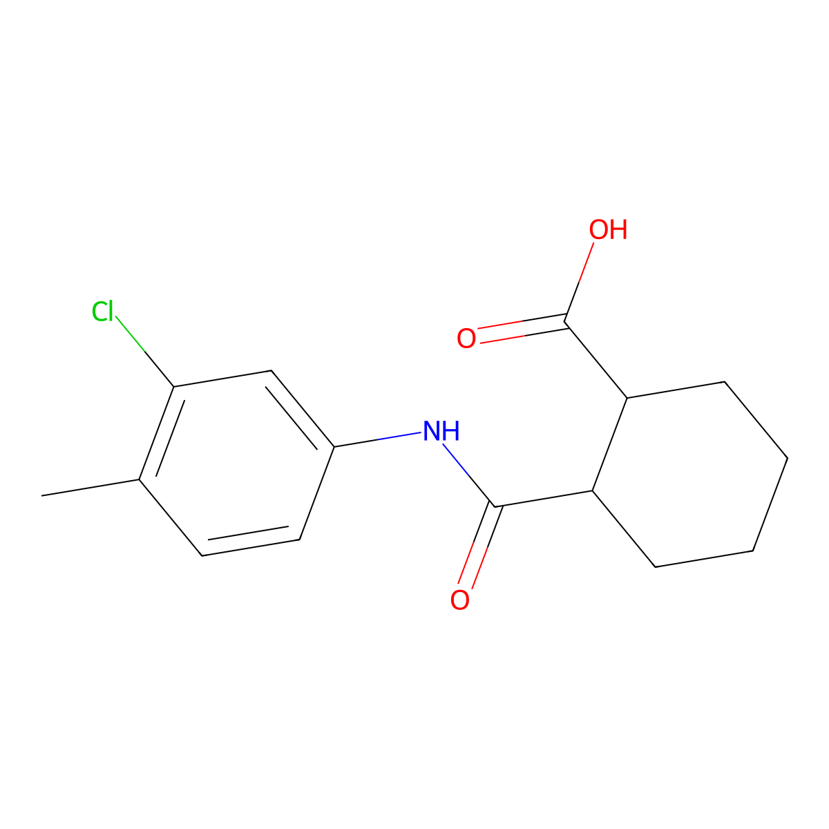 2-((3-Chloro-4-methylphenyl)carbamoyl)cyclohexane-1-carboxylic acid molecular structure, CAS 309736-60-5