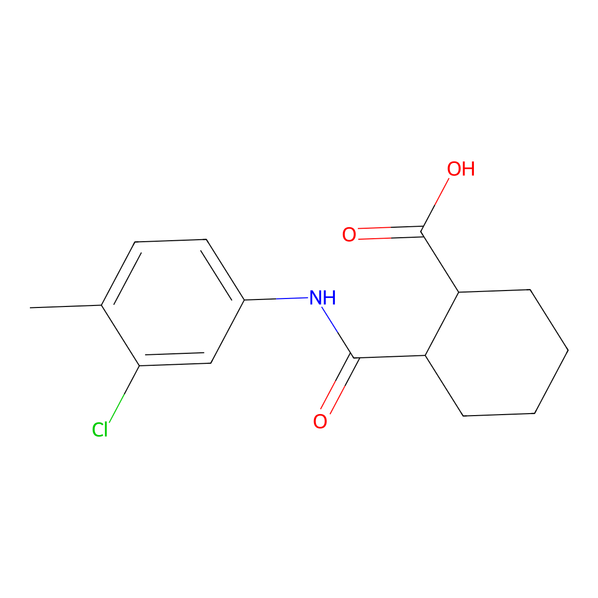 2-((3-Chloro-4-methylphenyl)carbamoyl)cyclohexane-1-carboxylic acid molecular structure, CAS 309736-60-5
