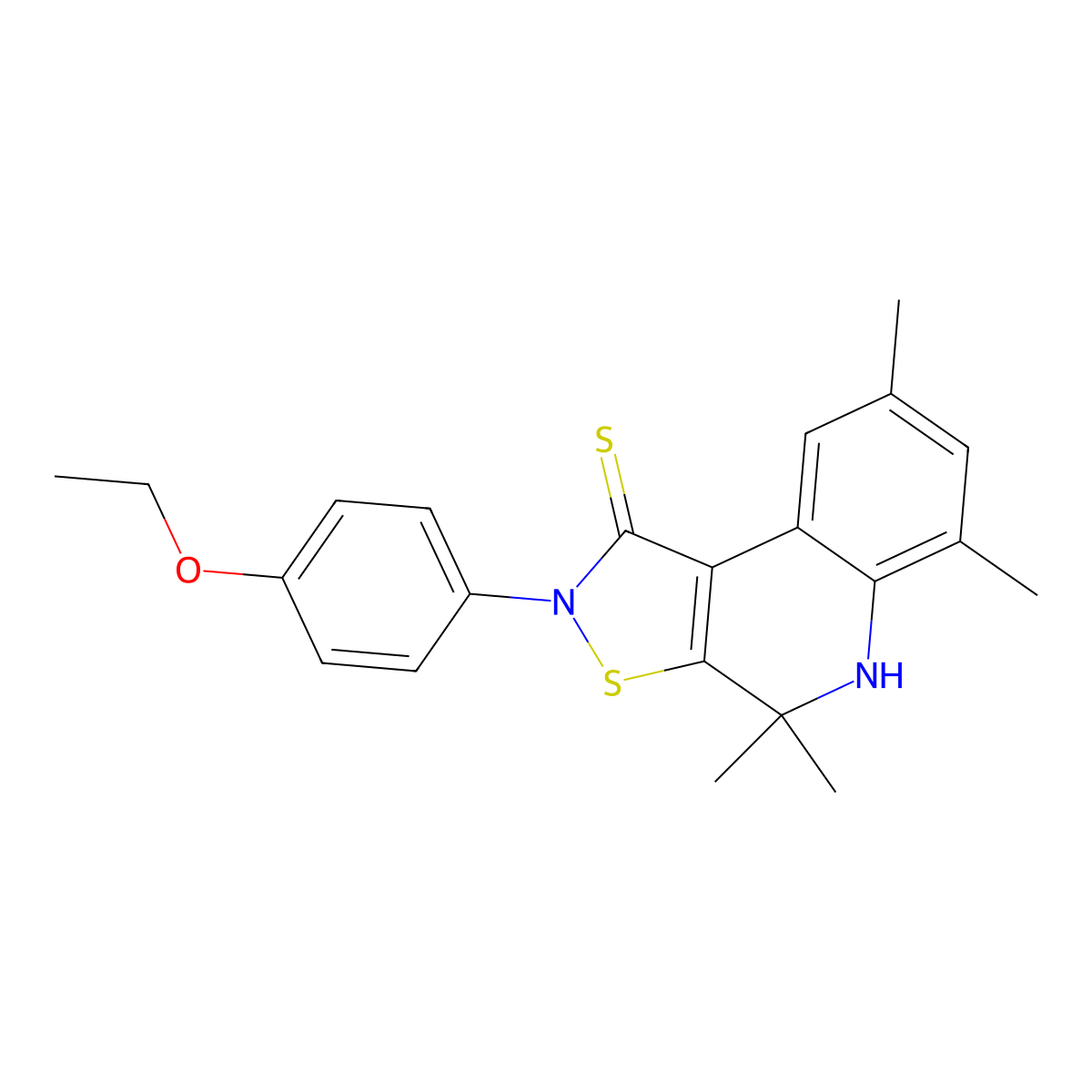 2-(4-ethoxyphenyl)-4,4,6,8-tetramethyl-4,5-dihydroisothiazolo[5,4-c]quinoline-1(2H)-thione molecular structure, CAS 309736-81-0