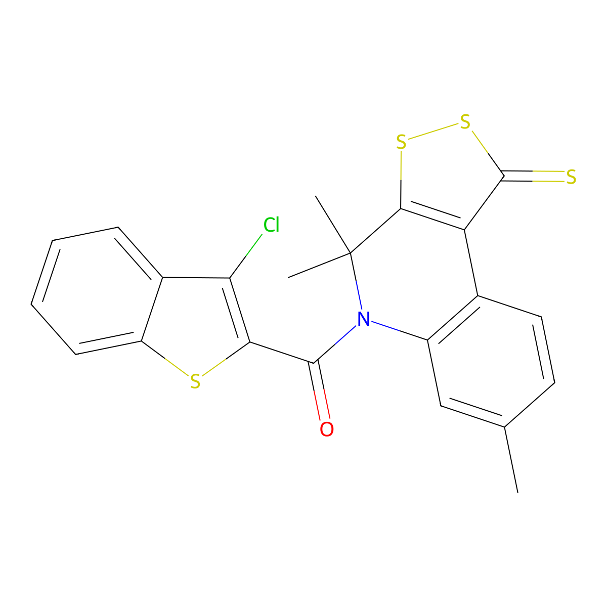 (3-chloro-1-benzothiophen-2-yl)(4,4,7-trimethyl-1-thioxo-1,4-dihydro-5H-[1,2]dithiolo[3,4-c]quinolin-5-yl)methanone molecular structure, CAS 309736-83-2