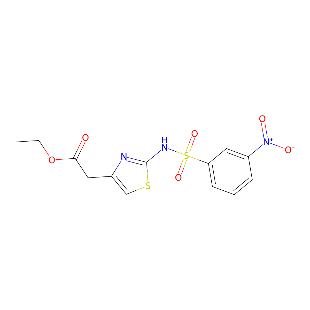 [2-(3-Nitro-benzenesulfonylamino)-thiazol-4-yl]-acetic acid ethyl ester molecular structure, CAS 309736-96-7