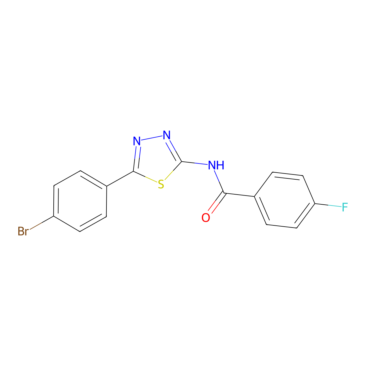 N-[5-(4-bromophenyl)-1,3,4-thiadiazol-2-yl]-4-fluorobenzamide molecular structure, CAS 309737-35-7