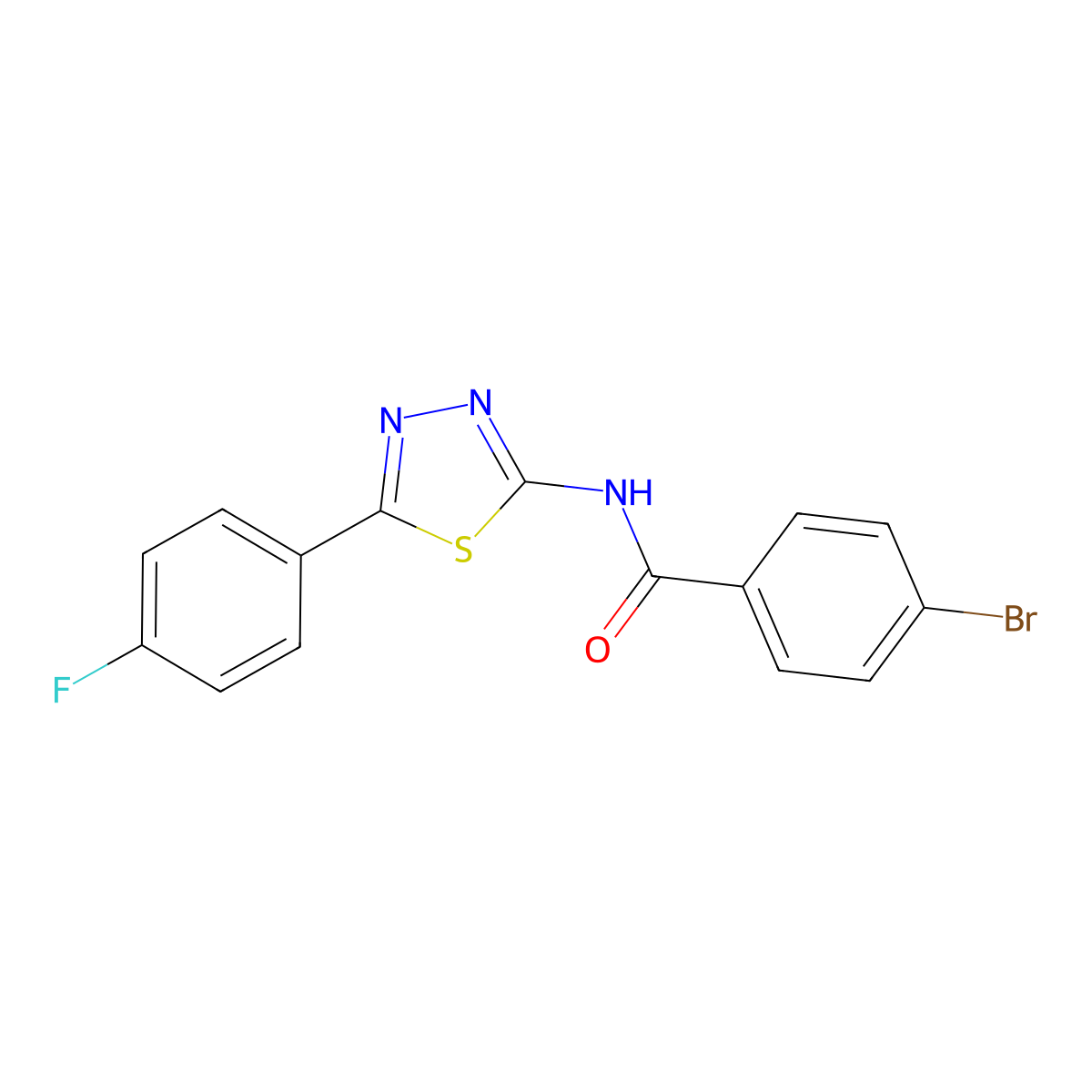 4-bromo-N-[5-(4-fluorophenyl)-1,3,4-thiadiazol-2-yl]benzamide molecular structure, CAS 309737-37-9