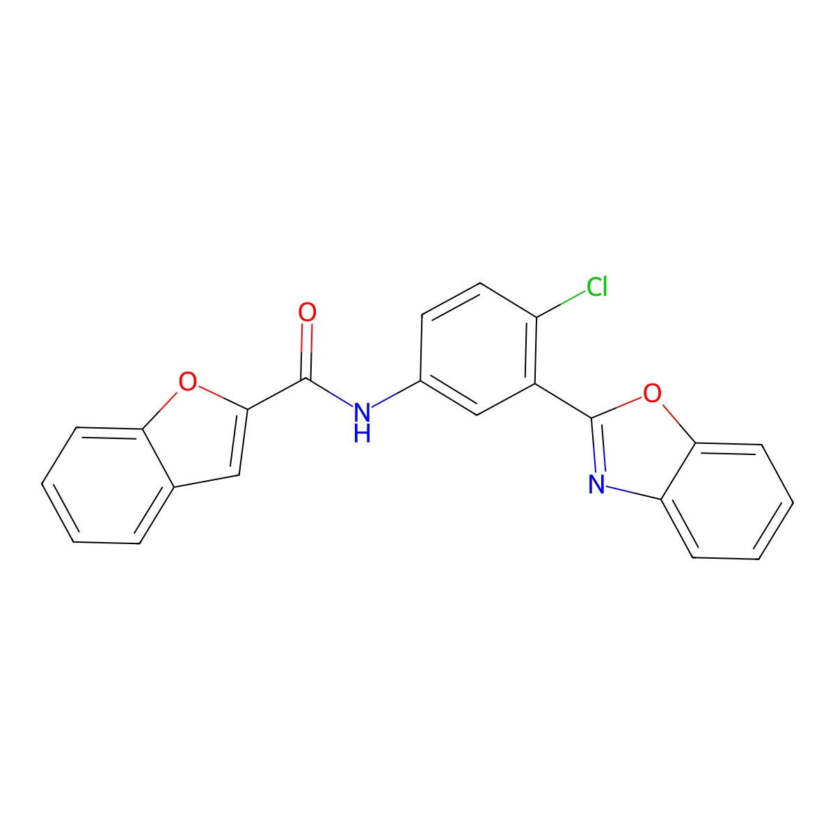 N-[3-(1,3-benzoxazol-2-yl)-4-chlorophenyl]-1-benzofuran-2-carboxamide molecular structure, CAS 309737-86-8