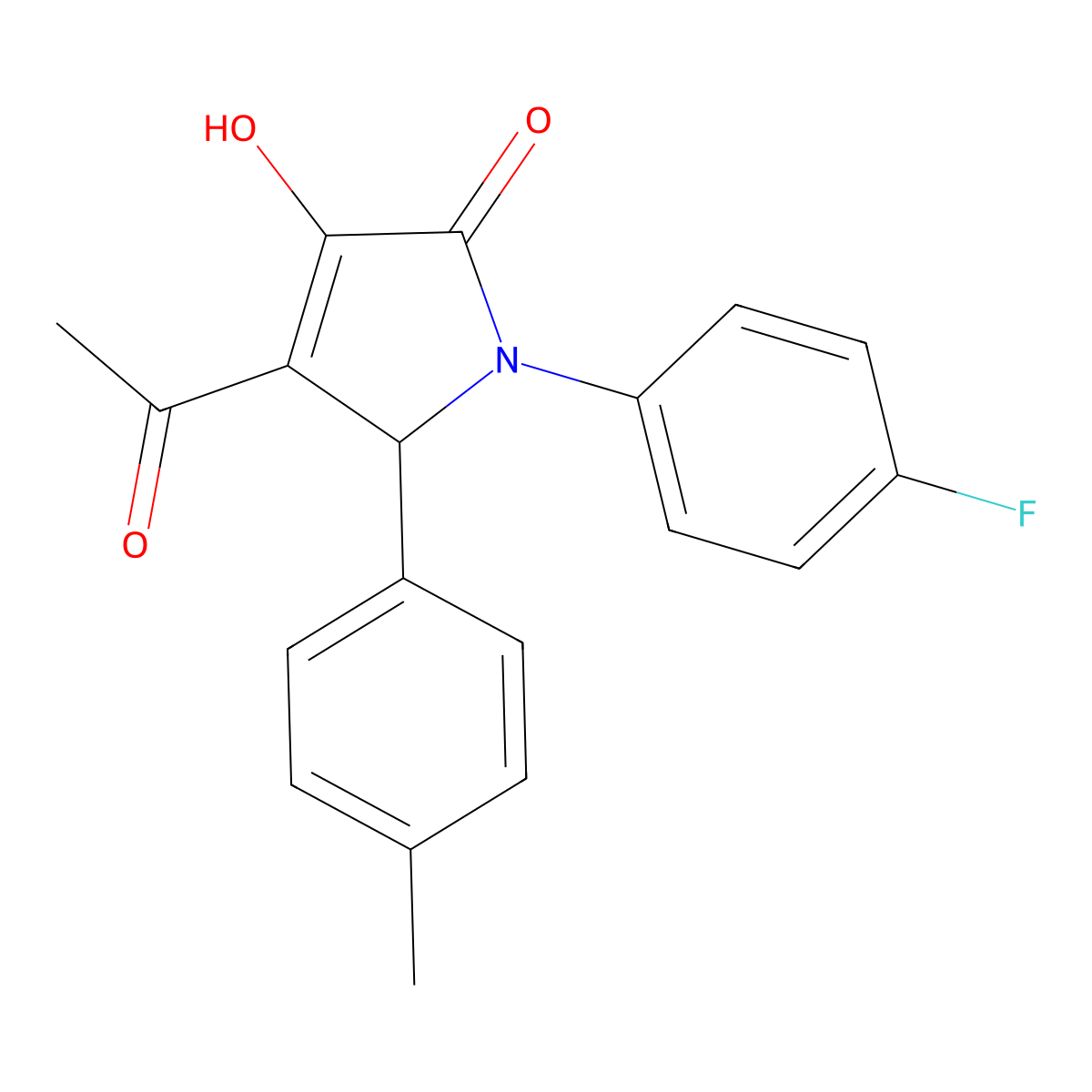 3-acetyl-1-(4-fluorophenyl)-4-hydroxy-2-(4-methylphenyl)-2H-pyrrol-5-one molecular structure, CAS 309738-24-7