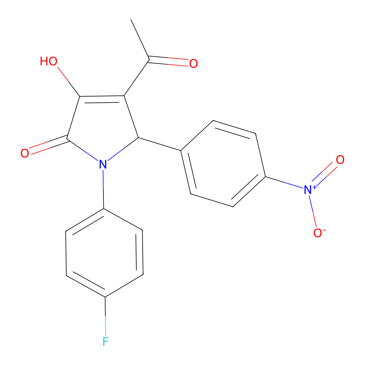 3-acetyl-1-(4-fluorophenyl)-4-hydroxy-2-(4-nitrophenyl)-2H-pyrrol-5-one molecular structure, CAS 309738-26-9