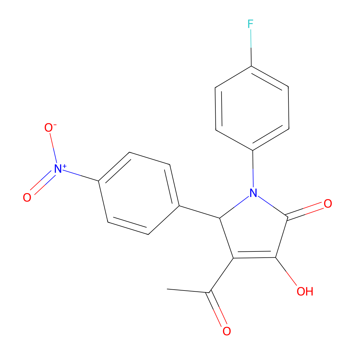 3-acetyl-1-(4-fluorophenyl)-4-hydroxy-2-(4-nitrophenyl)-2H-pyrrol-5-one molecular structure, CAS 309738-26-9