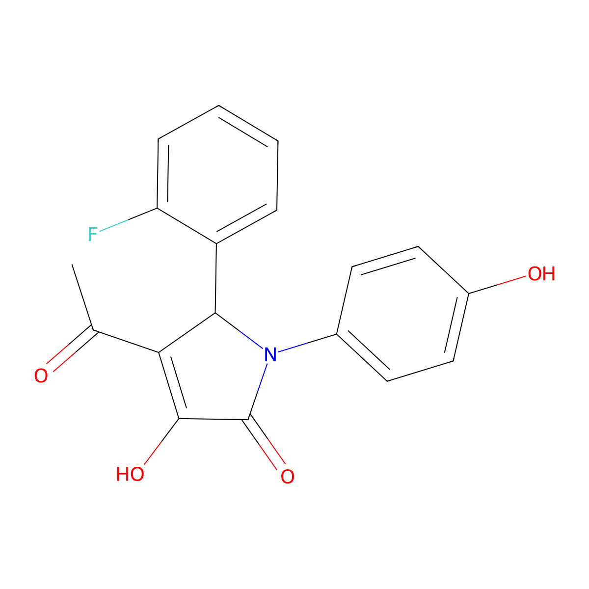 3-acetyl-2-(2-fluorophenyl)-4-hydroxy-1-(4-hydroxyphenyl)-2H-pyrrol-5-one molecular structure, CAS 309738-53-2