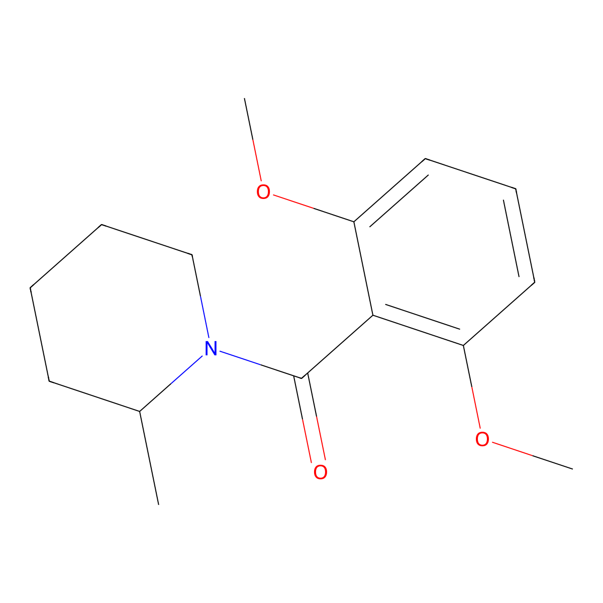 1-(2,6-Dimethoxybenzoyl)-2-methylpiperidine molecular structure, CAS 309738-67-8