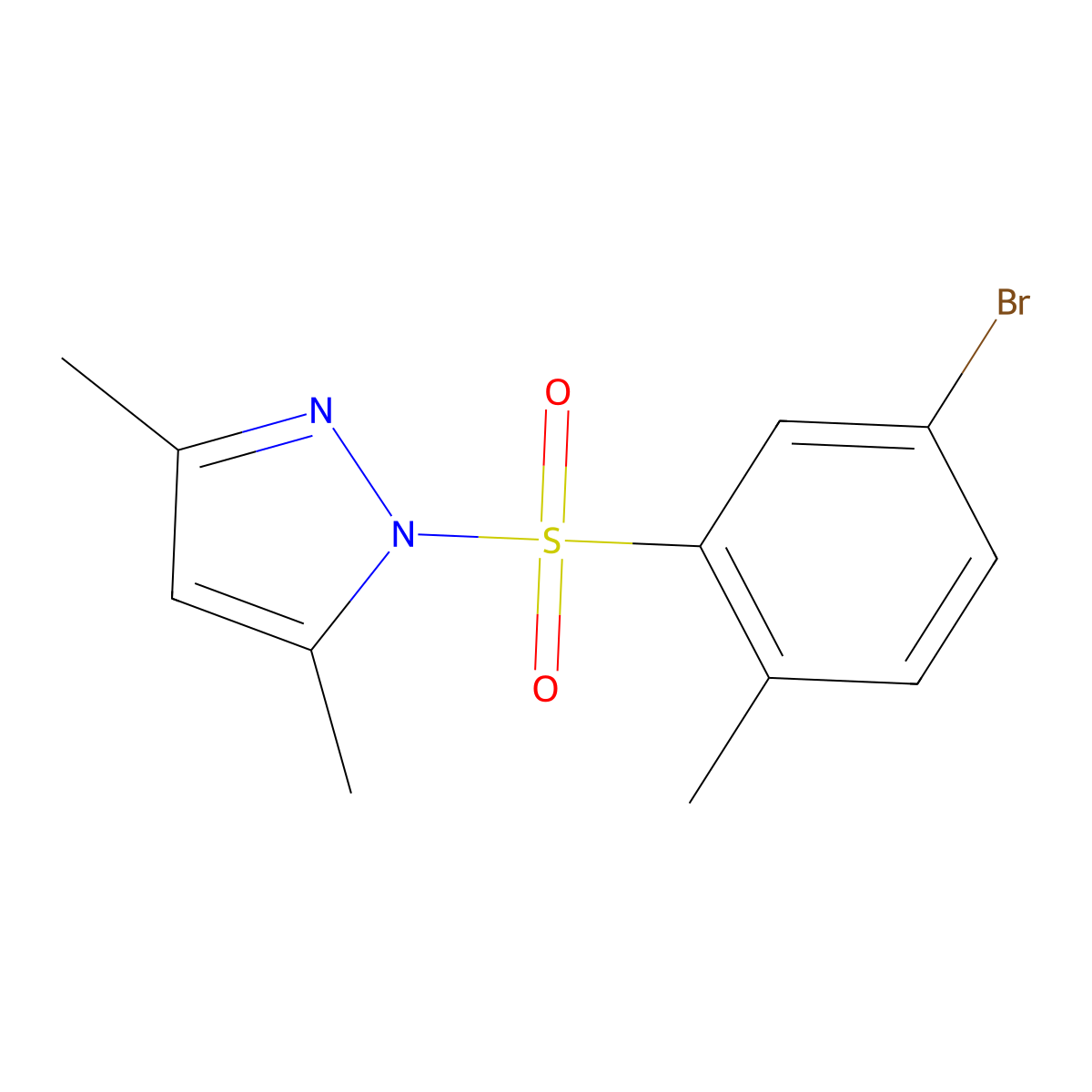 1-(5-Bromo-2-methylphenyl)sulfonyl-3,5-dimethylpyrazole molecular structure, CAS 309738-72-5