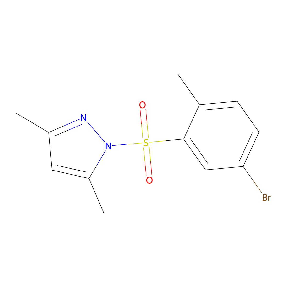1-(5-Bromo-2-methylphenyl)sulfonyl-3,5-dimethylpyrazole molecular structure, CAS 309738-72-5