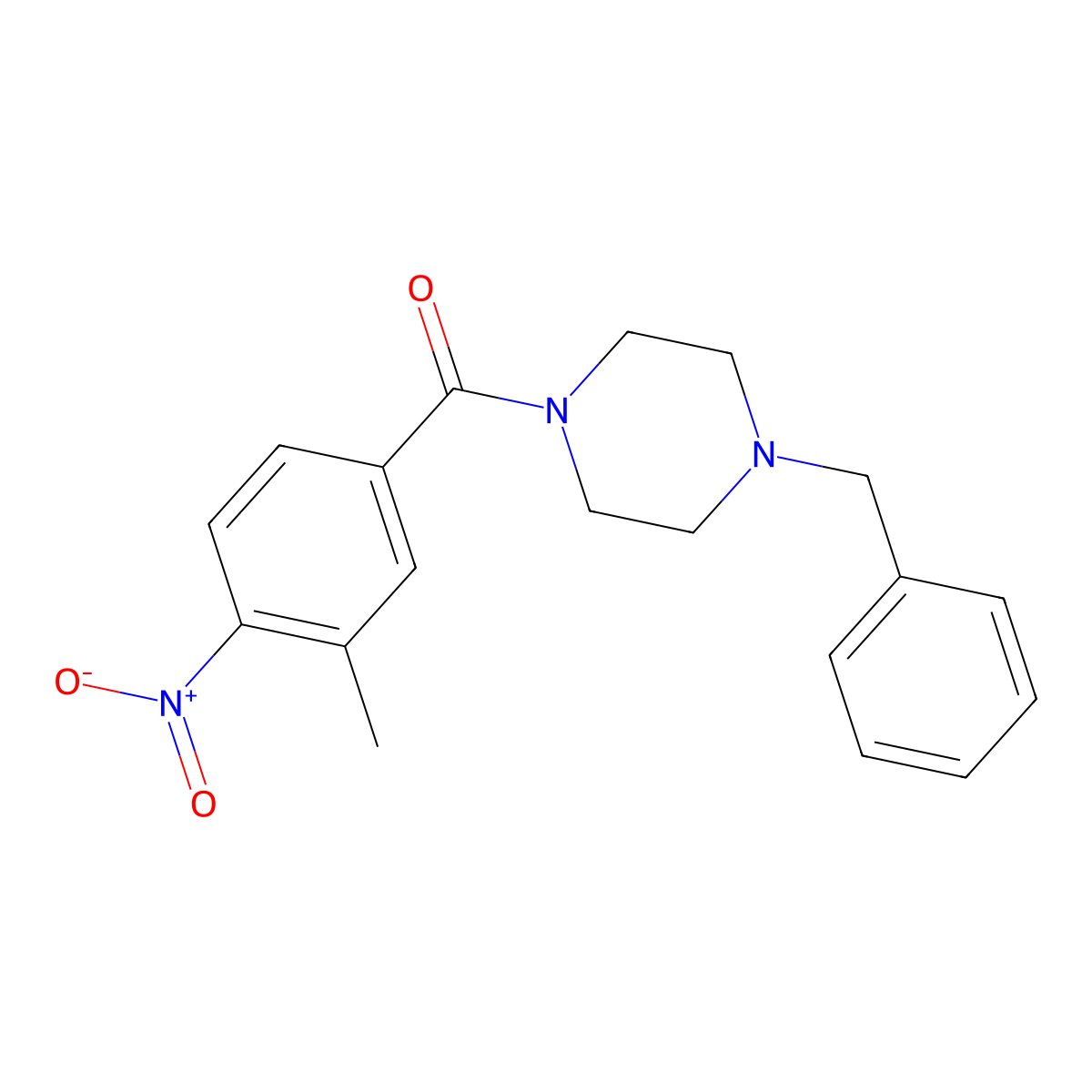 (4-Benzylpiperazin-1-yl)(3-methyl-4-nitrophenyl)methanone molecular structure, CAS 309738-80-5