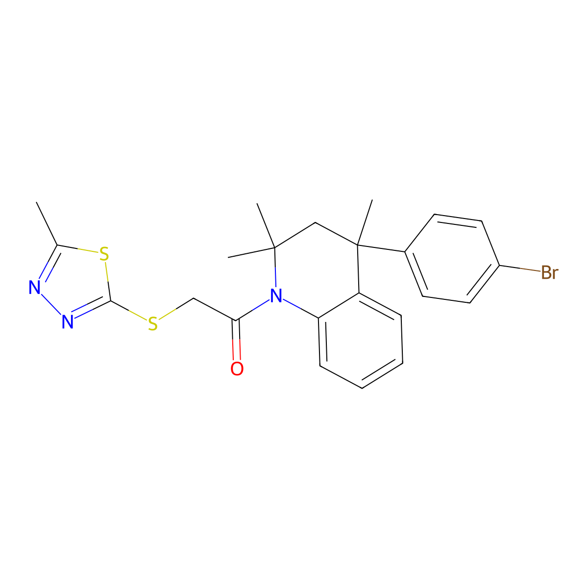 1-[4-(4-bromophenyl)-2,2,4-trimethyl-3H-quinolin-1-yl]-2-[(5-methyl-1,3,4-thiadiazol-2-yl)sulfanyl]ethanone molecular structure, CAS 309739-01-3