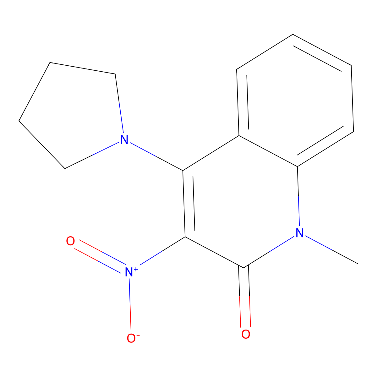 1-Methyl-3-nitro-4-(pyrrolidin-1-yl)-1,2-dihydroquinolin-2-one molecular structure, CAS 309739-06-8