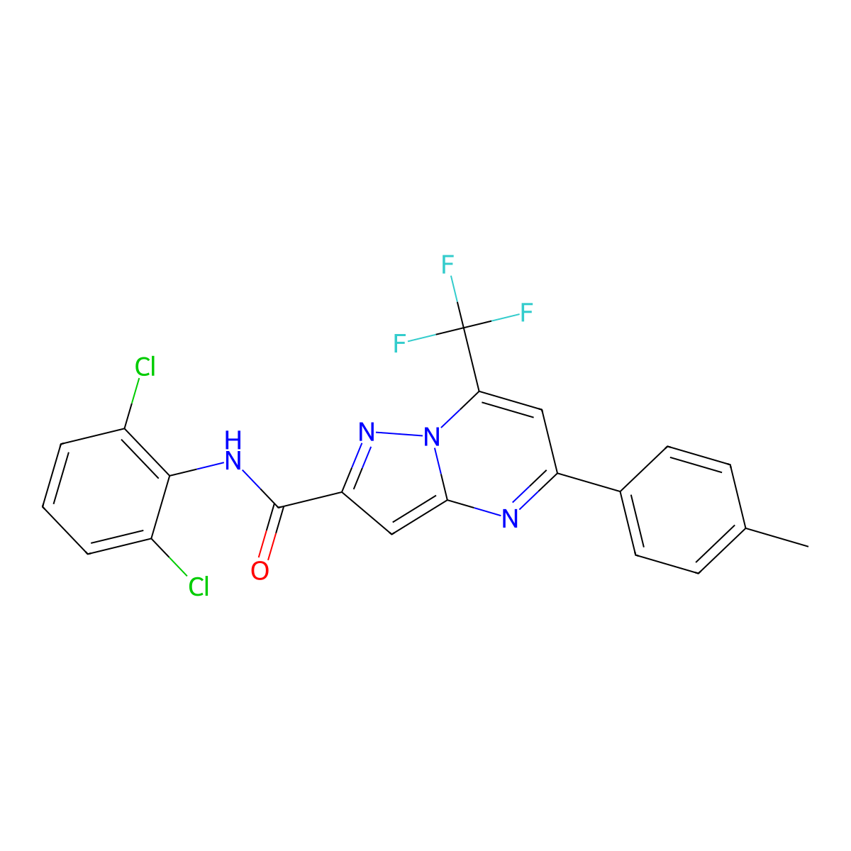 N-(2,6-dichlorophenyl)-5-(4-methylphenyl)-7-(trifluoromethyl)pyrazolo[1,5-a]pyrimidine-2-carboxamide molecular structure, CAS 309739-10-4
